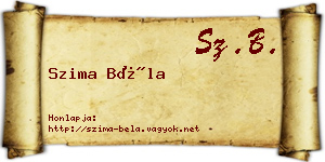 Szima Béla névjegykártya