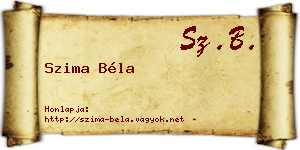 Szima Béla névjegykártya